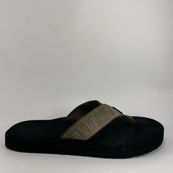 Teva Voya Canvas Flip Flops Mens Size 7 Olive Green Brown Sandals Pool Comfort - Picture 1 of 9